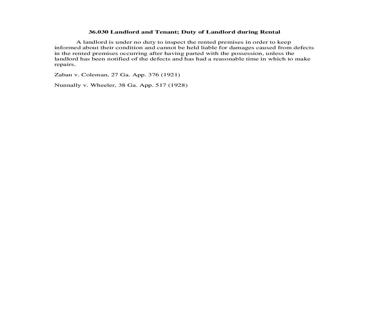 36.030 Landlord and Tenant; Duty of Landlord during Rental | Pdf Doc Docx | Georgia_JI