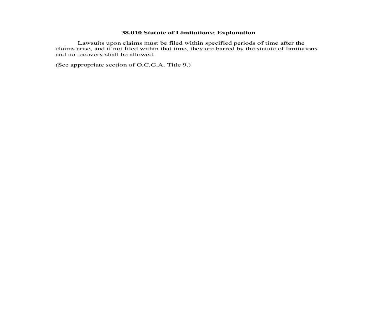 38.010 Statute of Limitations; Explanation | Pdf Doc Docx | Georgia_JI
