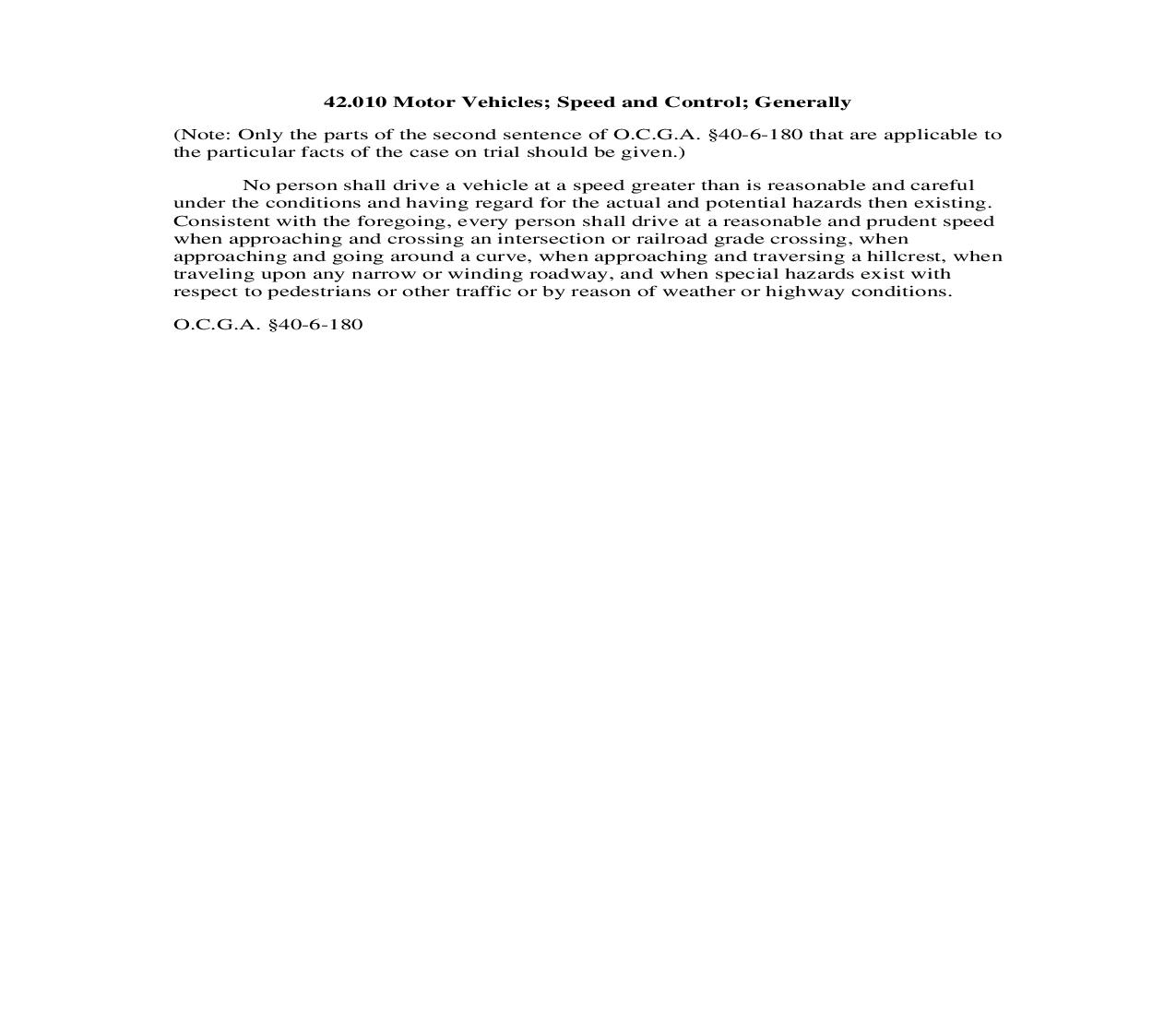 42.010 Motor Vehicles; Speed and Control; Generally | Pdf Doc Docx | Georgia_JI