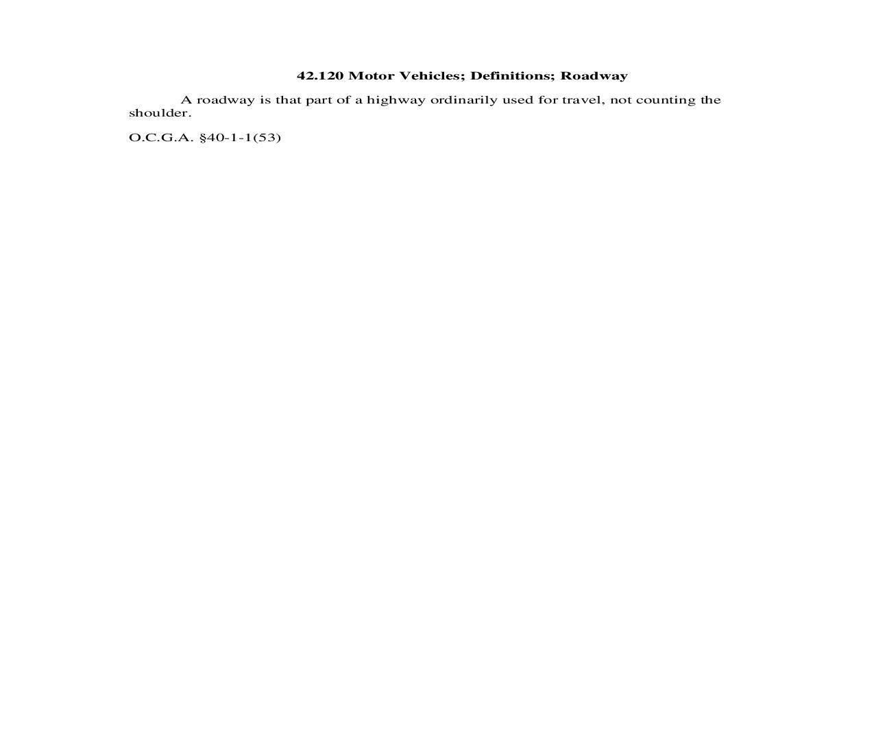 42.120 Motor Vehicles; Definitions; Roadway | Pdf Doc Docx | Georgia_JI