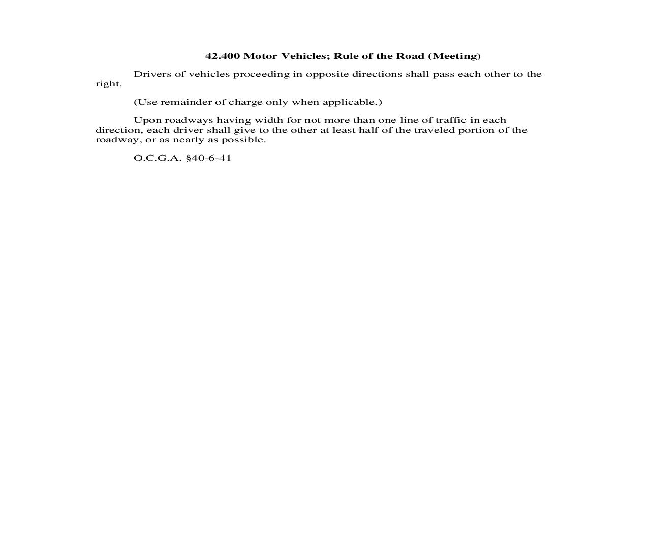 42.400 Motor Vehicles; Rule of the Road (Meeting) | Pdf Doc Docx | Georgia_JI