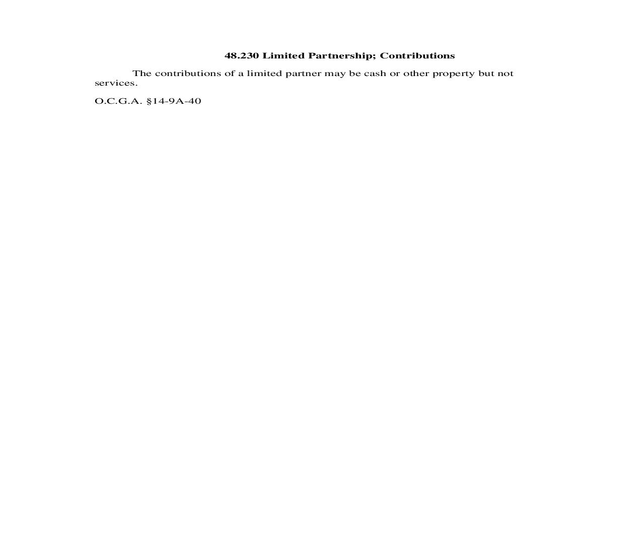 48.230 Limited Partnership; Contributions | Pdf Doc Docx | Georgia_JI