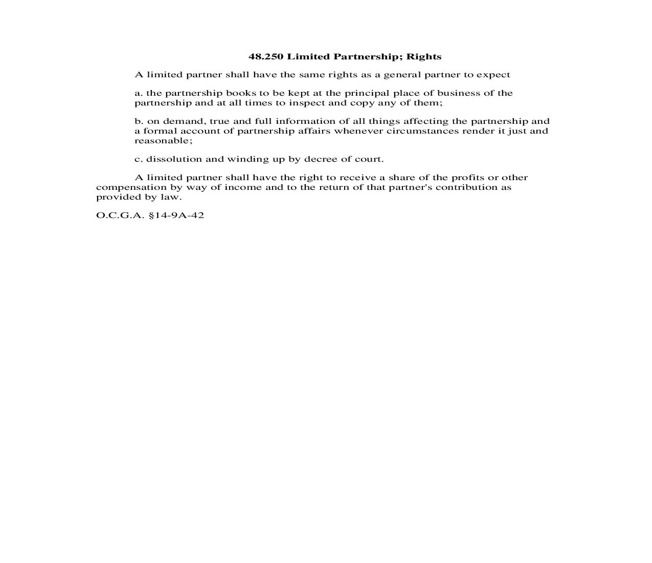 48.250 Limited Partnership; Rights | Pdf Doc Docx | Georgia_JI