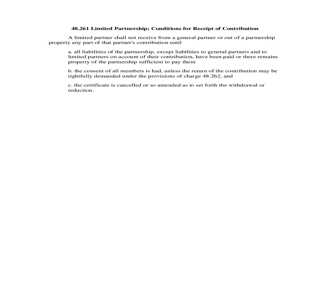 48.261 Limited Partnership; Conditions for Receipt of Contribution | Pdf Doc Docx | Georgia_JI
