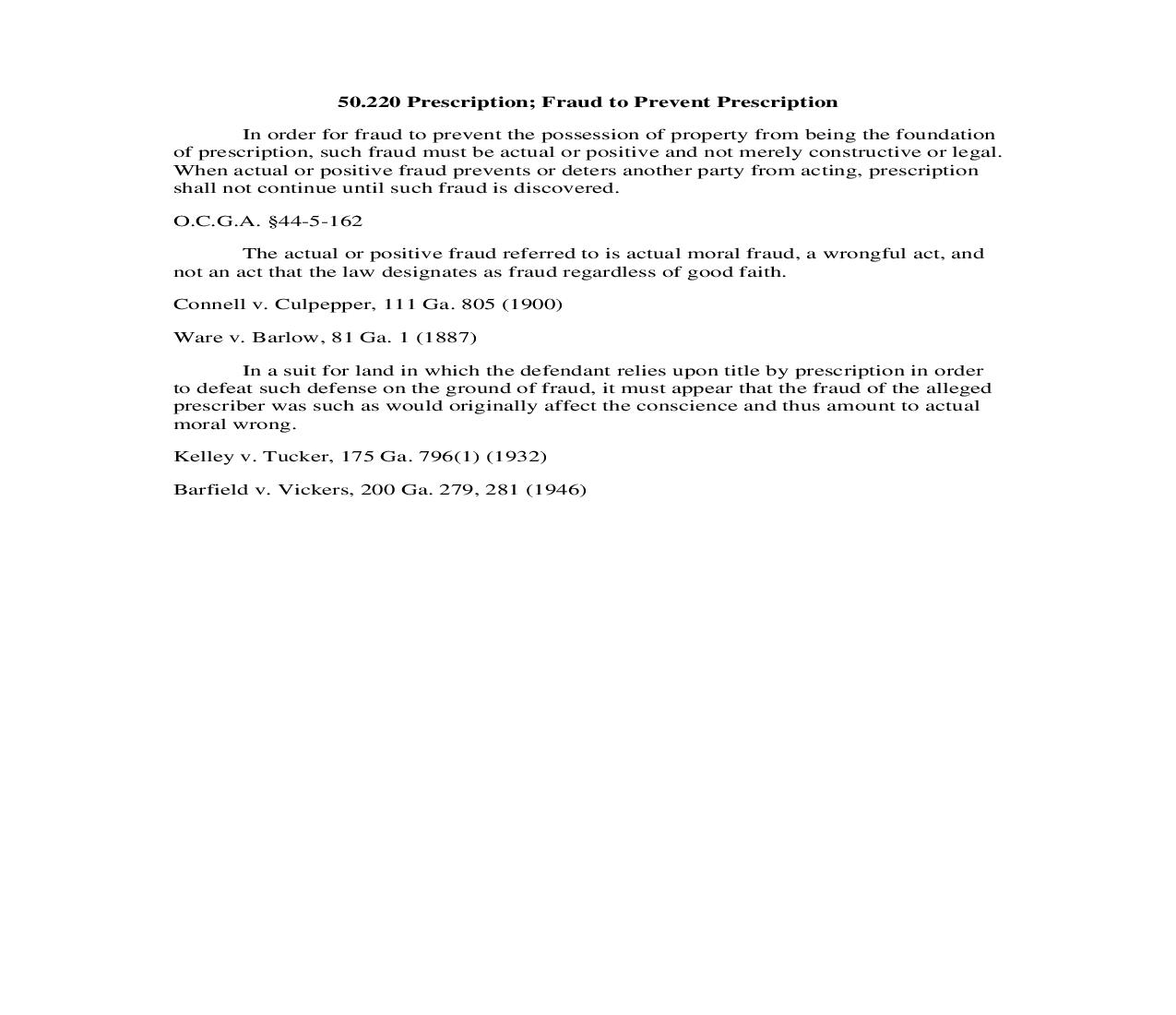 50.220 Prescription; Fraud to Prevent Prescription | Pdf Doc Docx | Georgia_JI
