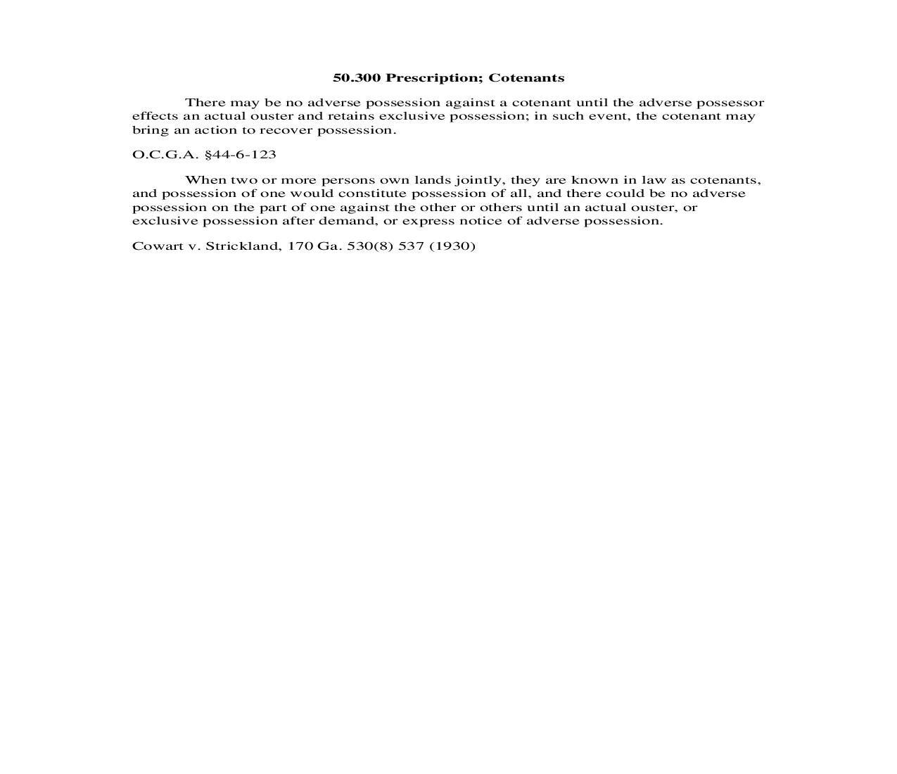 50.300 Prescription; Cotenants | Pdf Doc Docx | Georgia_JI