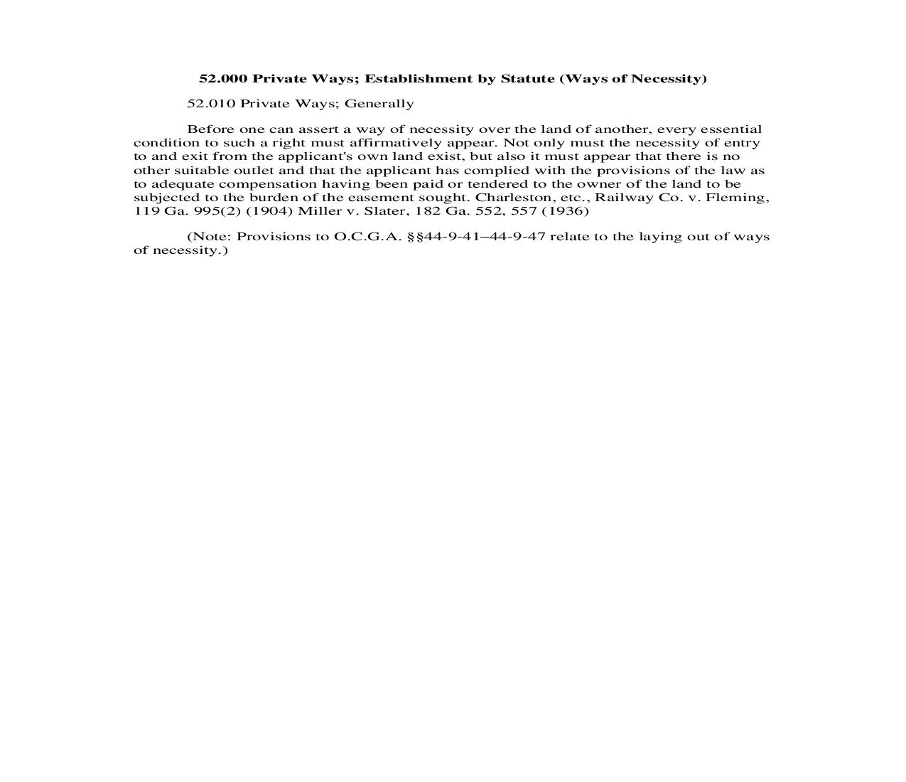 52.000 Private Ways; Establishment by Statute (Ways of Necessity) | Pdf Doc Docx | Georgia_JI