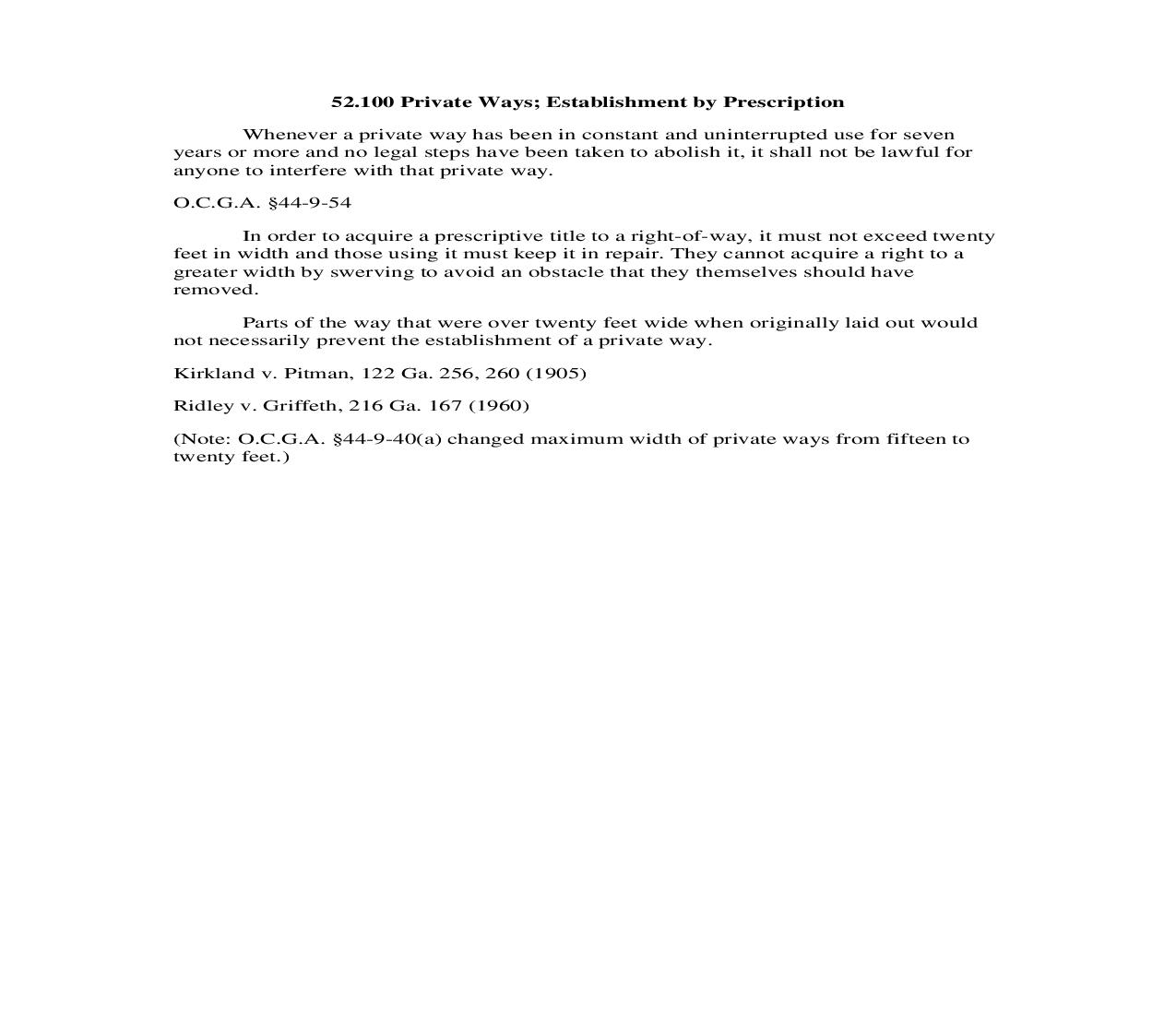 52.100 Private Ways; Establishment by Prescription | Pdf Doc Docx | Georgia_JI