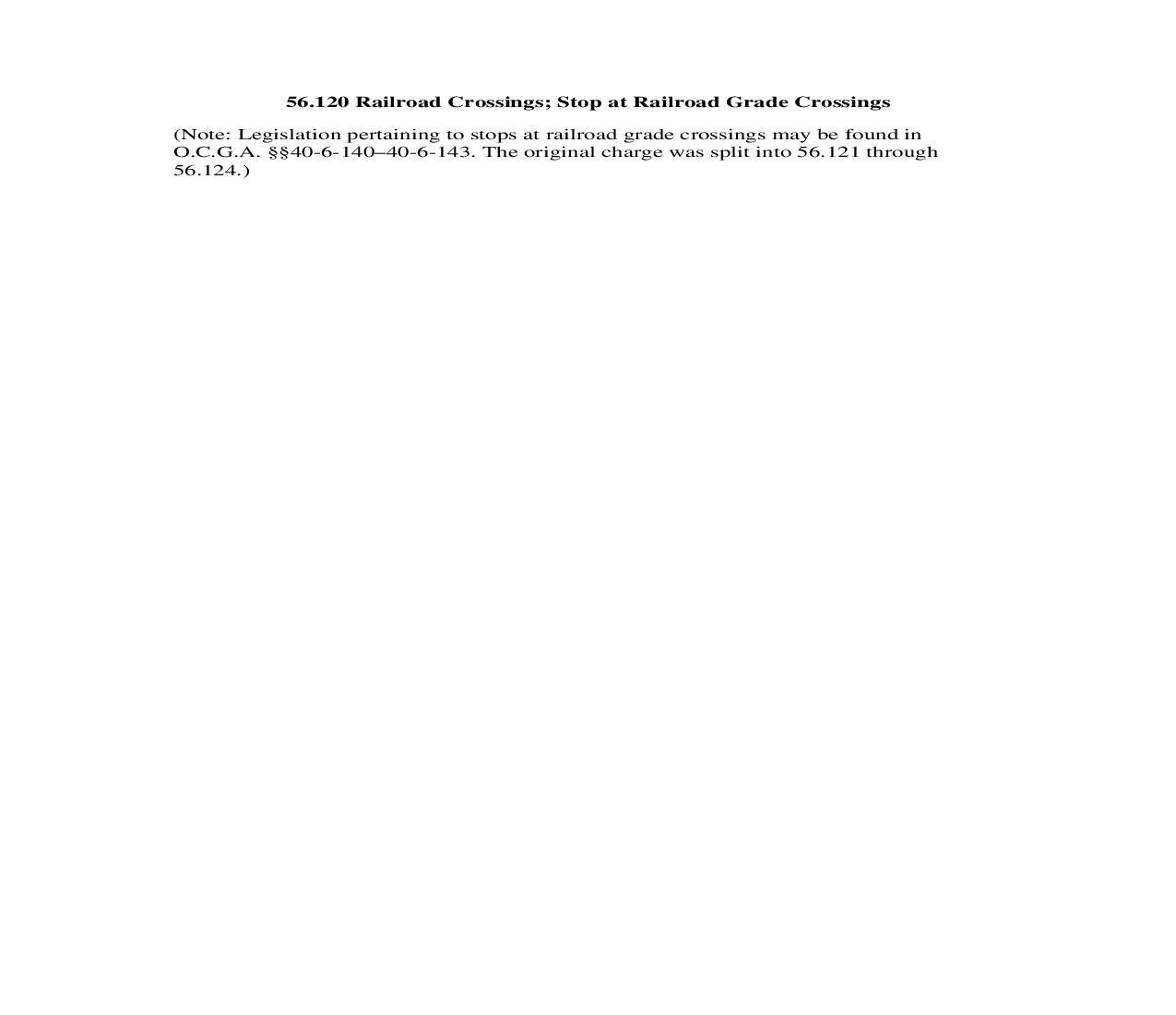 56.120 Railroad Crossings; Stop at Railroad Grade Crossings | Pdf Doc Docx | Georgia_JI