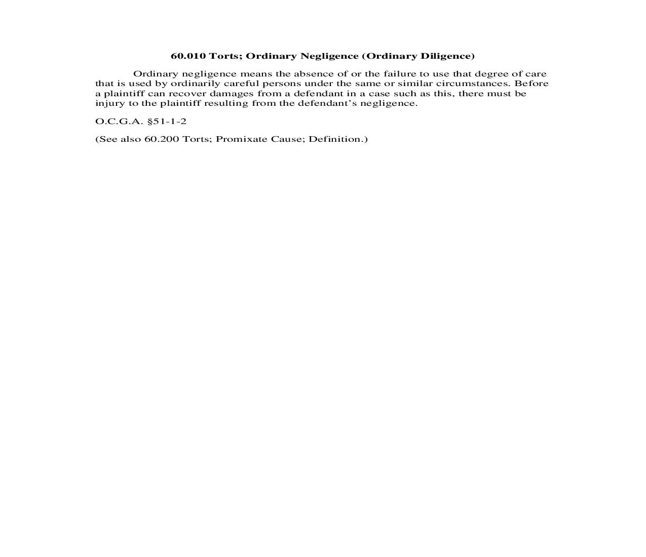 60.010 Torts; Ordinary Negligence (Ordinary Diligence) | Pdf Doc Docx | Georgia_JI