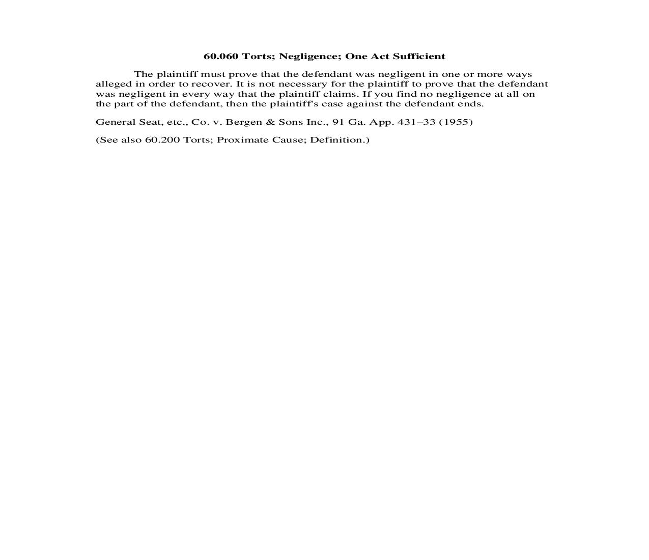 60.060 Torts; Negligence; One Act Sufficient | Pdf Doc Docx | Georgia_JI