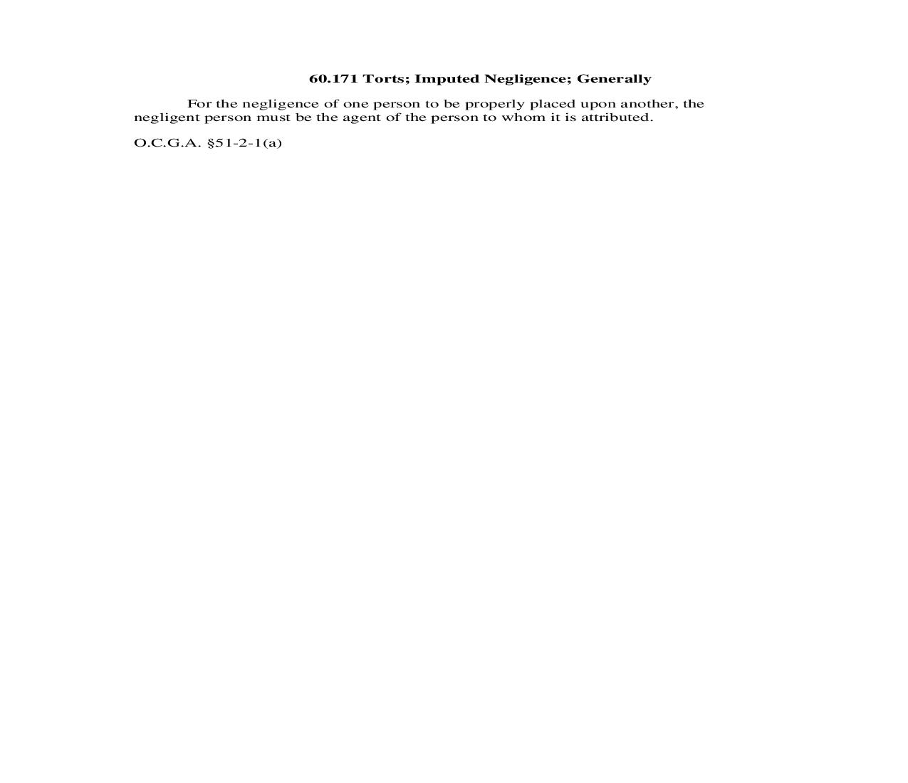 60.171 Torts; Imputed Negligence; Generally | Pdf Doc Docx | Georgia_JI