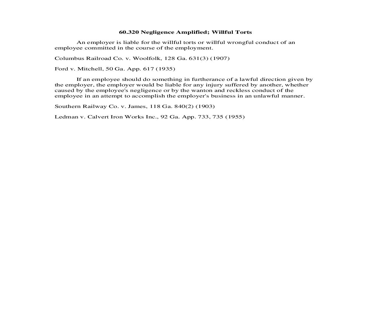 60.320 Negligence Amplified; Willful Torts | Pdf Doc Docx | Georgia_JI