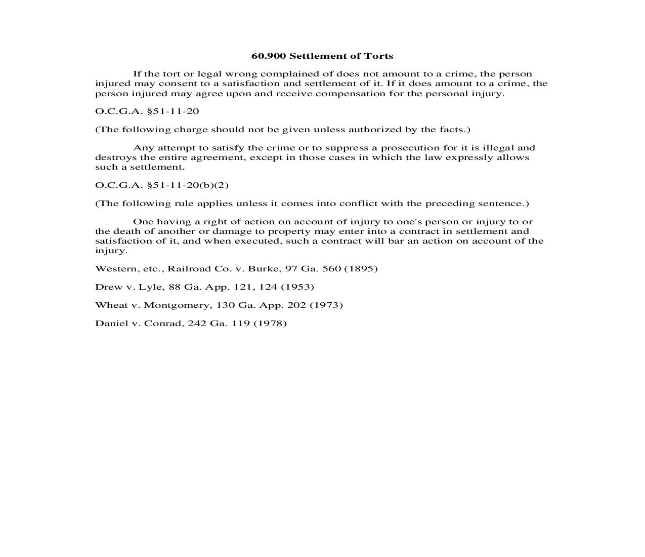 60.900 Settlement of Torts | Pdf Doc Docx | Georgia_JI