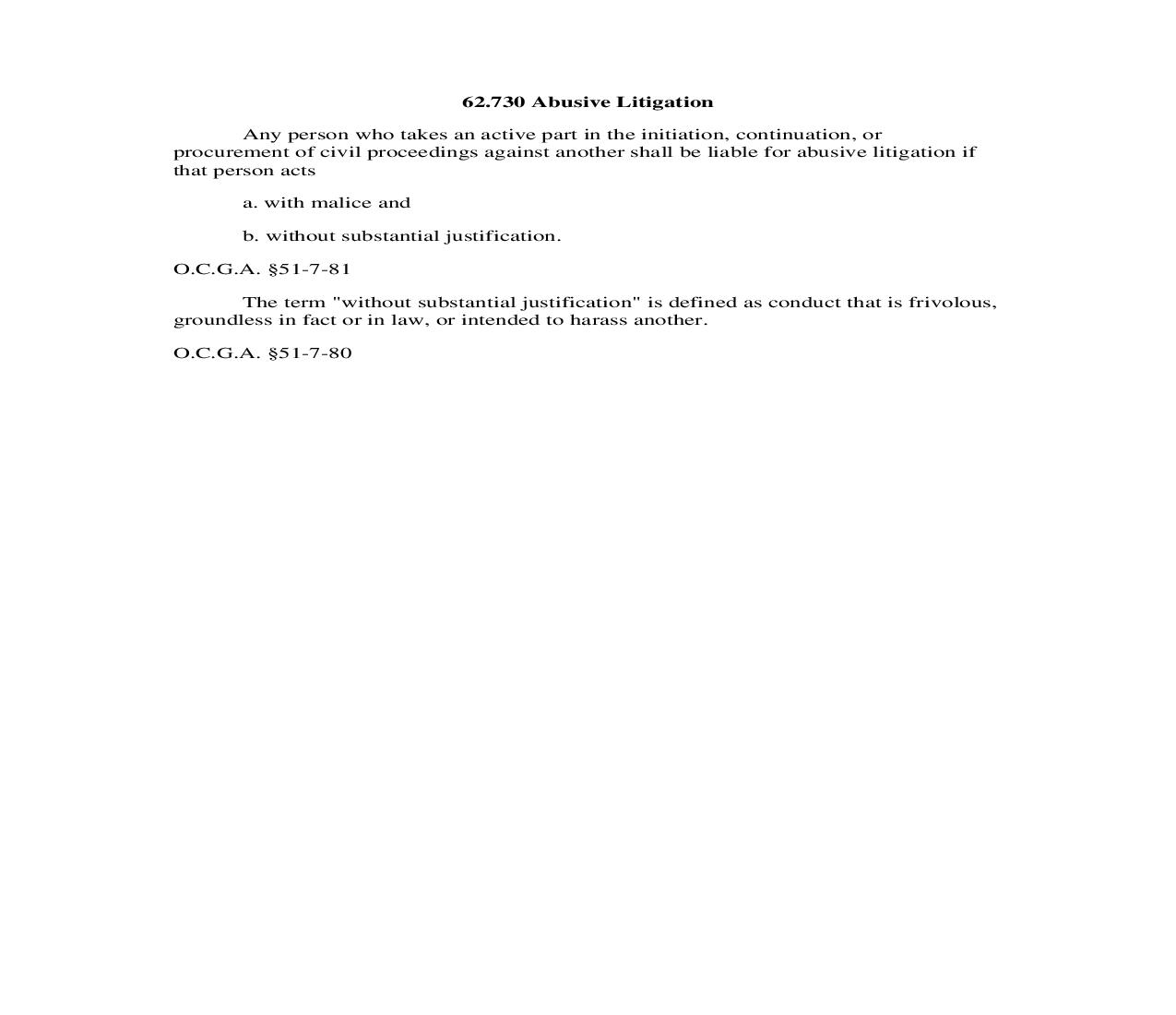 62.730 Abusive Litigation | Pdf Doc Docx | Georgia_JI