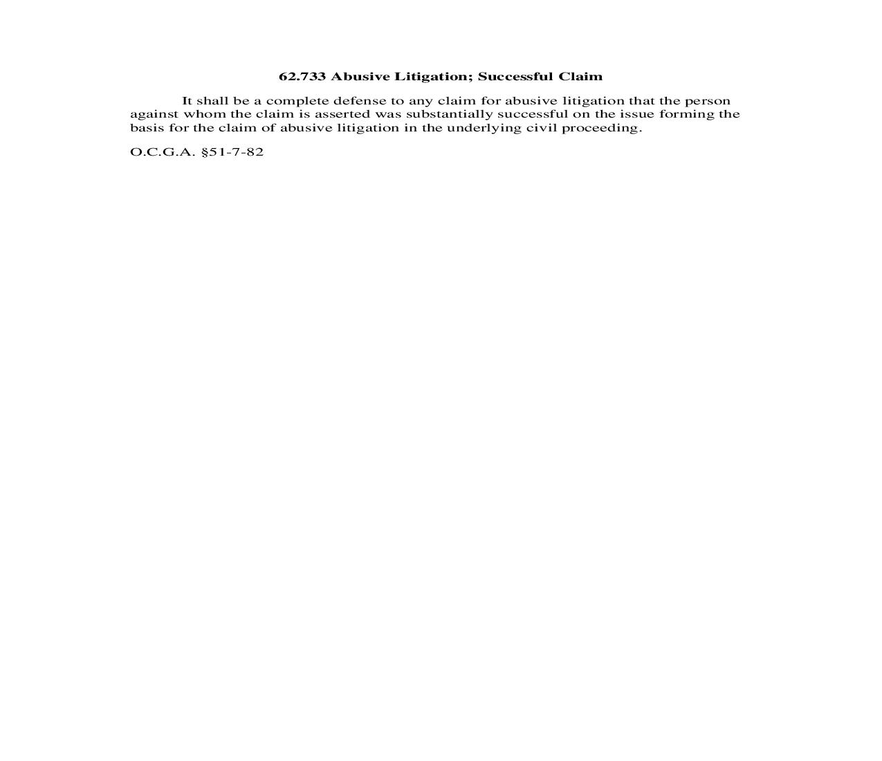 62.733 Abusive Litigation; Successful Claim | Pdf Doc Docx | Georgia_JI