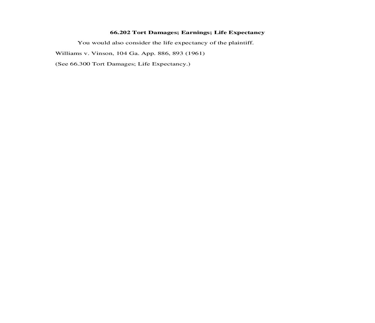 66.202 Tort Damages; Earnings; Life Expectancy | Pdf Doc Docx | Georgia_JI