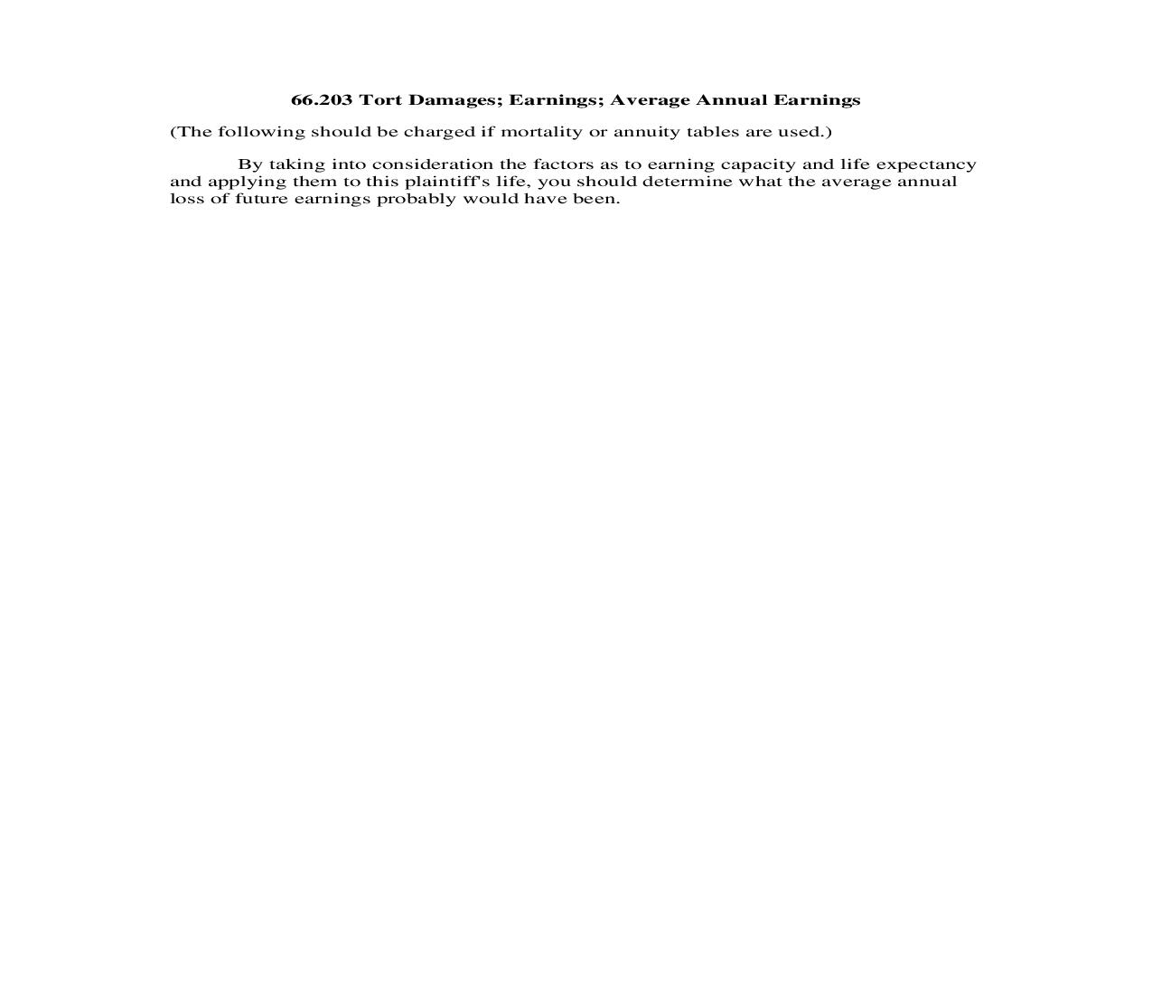 66.203 Tort Damages; Earnings; Average Annual Earnings | Pdf Doc Docx | Georgia_JI