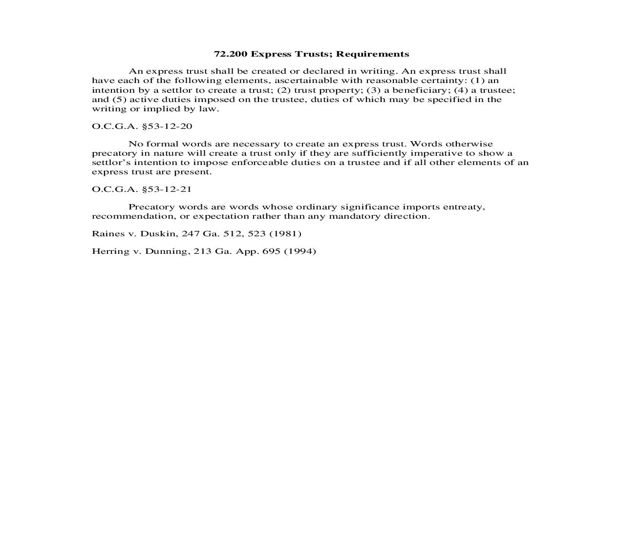 72.200 Express Trusts; Requirements | Pdf Doc Docx | Georgia_JI