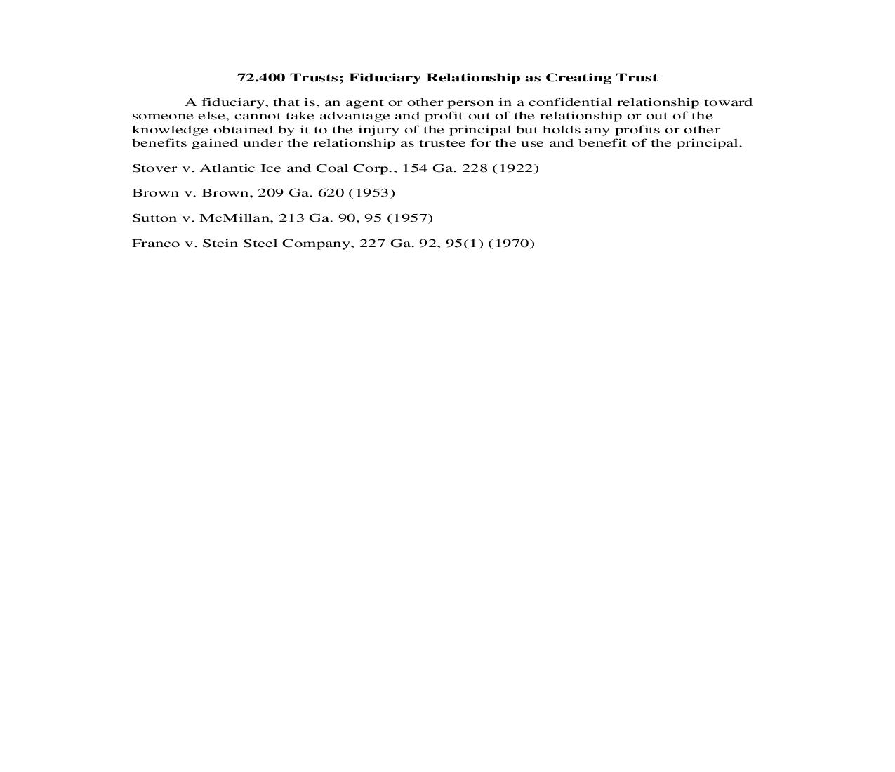72.400 Trusts; Fiduciary Relationship as Creating Trust | Pdf Doc Docx | Georgia_JI