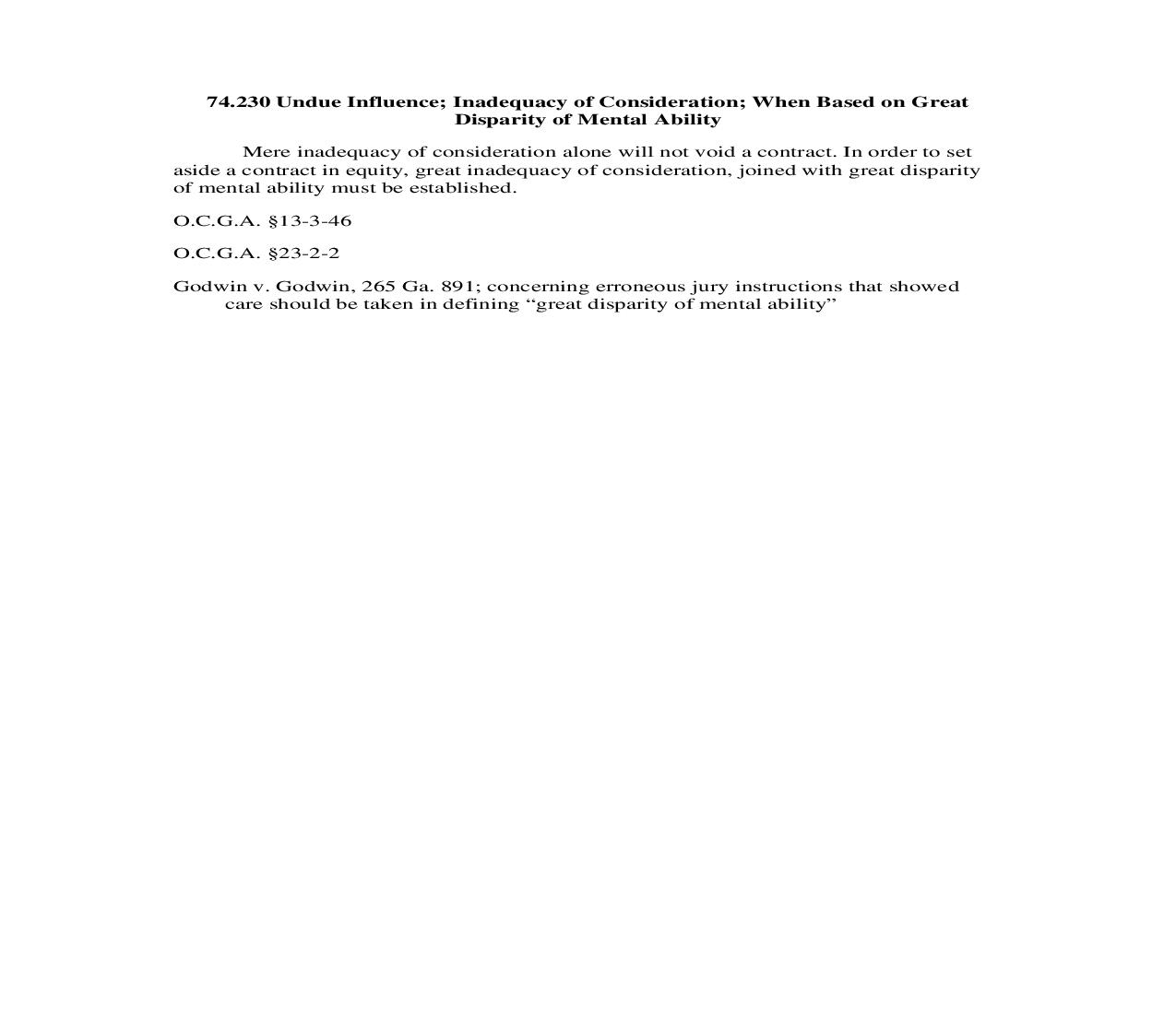 74.230 Undue Influence; Inadequacy of Consideration; When Based on Great | Pdf Doc Docx | Georgia_JI