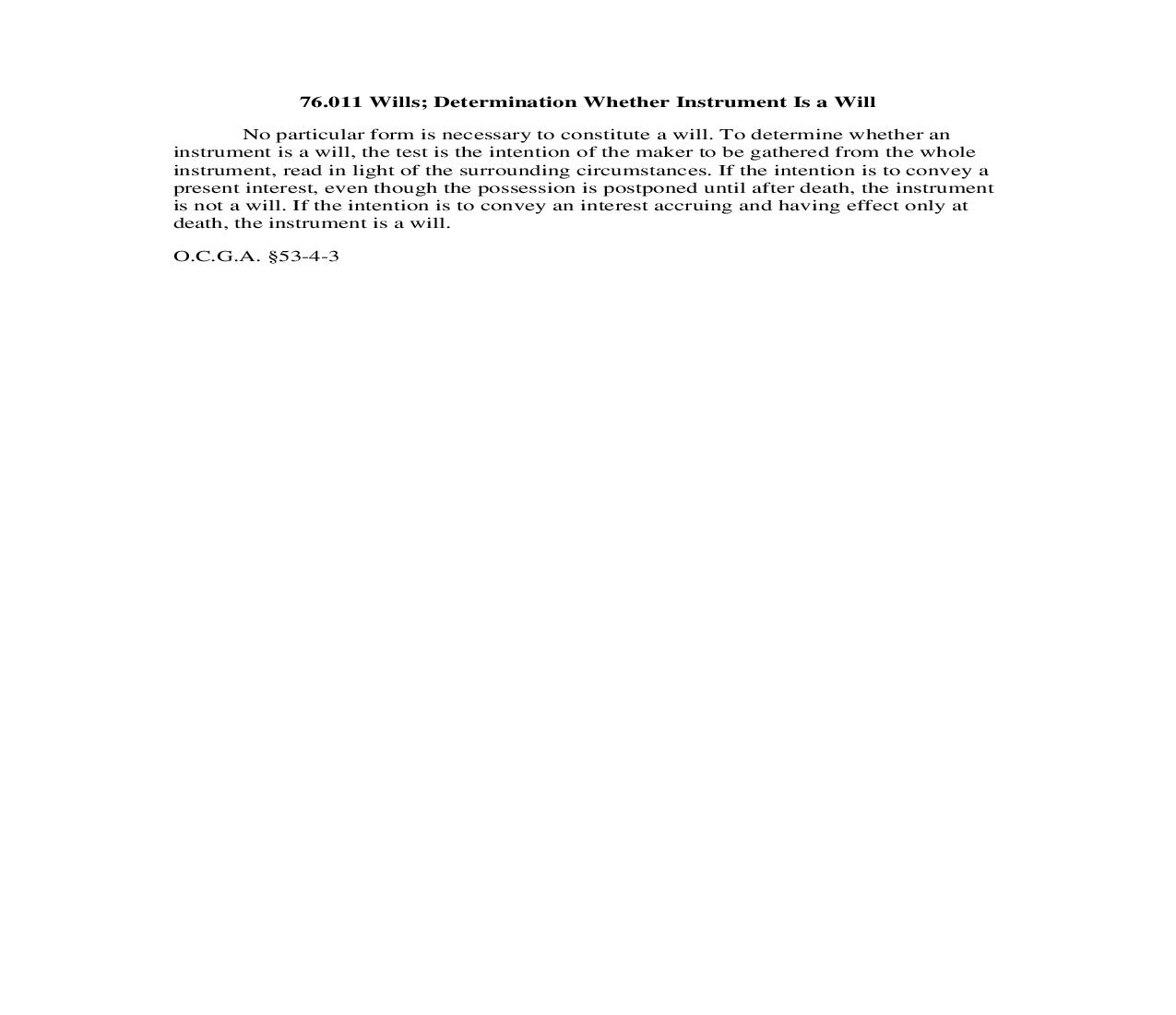 76.011 Wills; Determination Whether Instrument Is a Will | Pdf Doc Docx | Georgia_JI