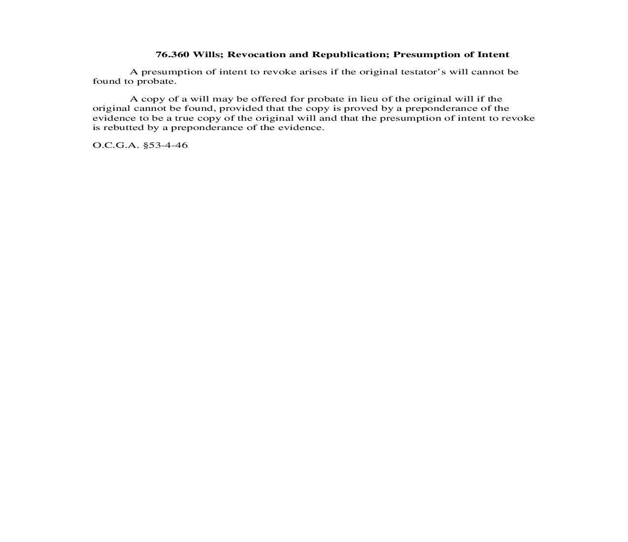 76.360 Wills; Revocation and Republication; Presumption of Intent | Pdf Doc Docx | Georgia_JI