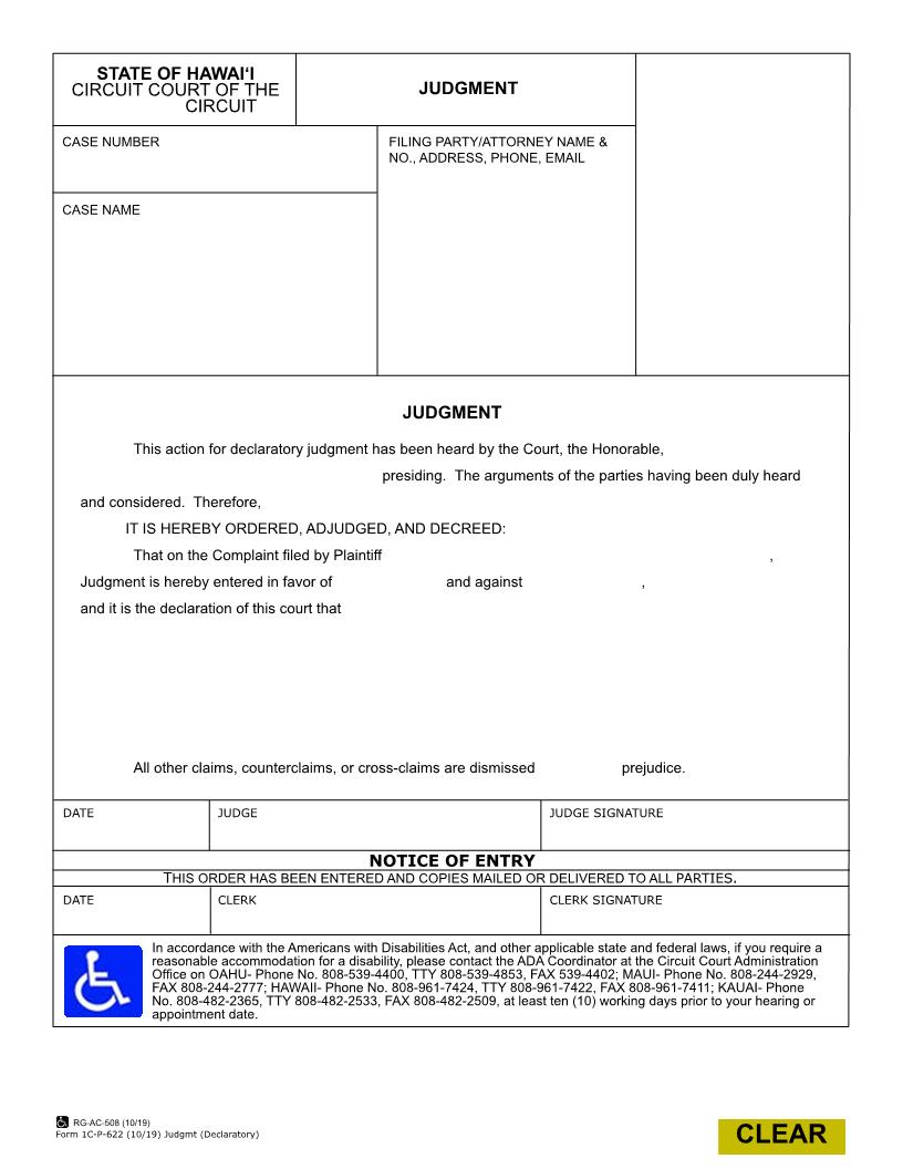 Judgment Declaratory {1C-P-622} | Pdf Fpdf Docx | Hawaii