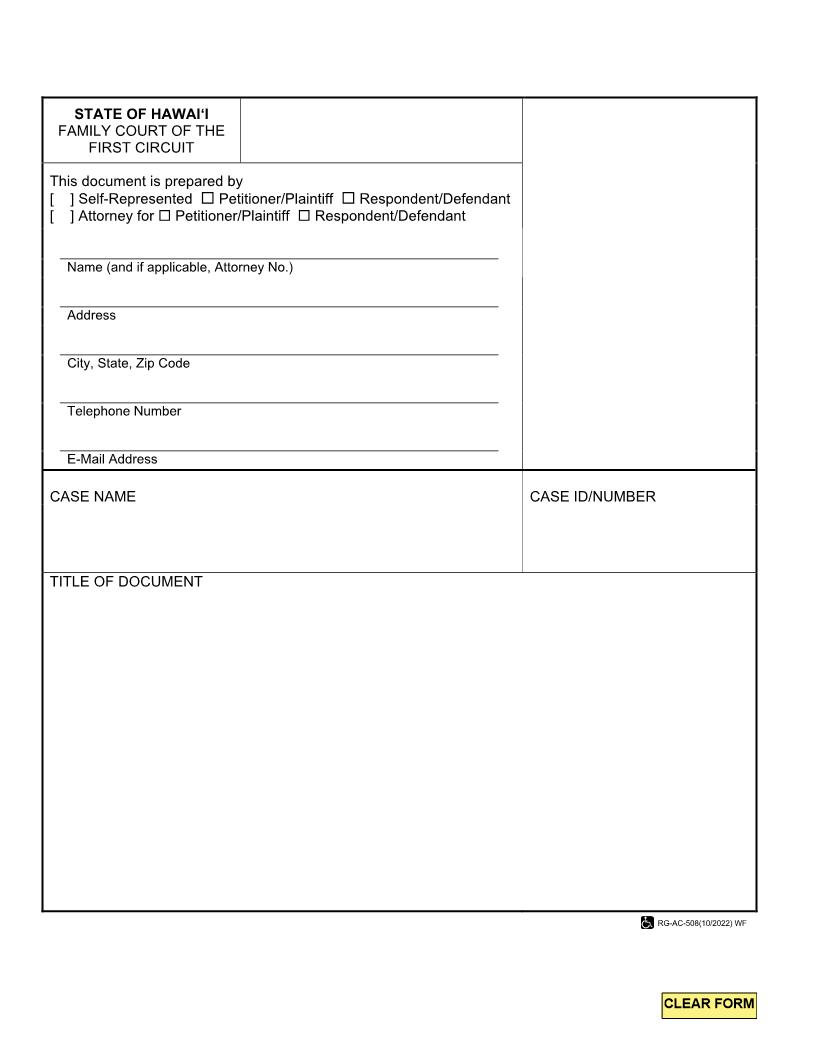 Release Of Child For Adoption {1F-P-2021} | Pdf Fpdf Docx | Hawaii