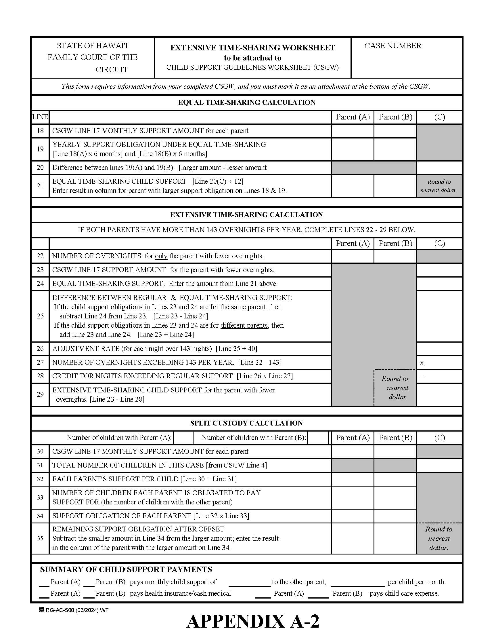 Extensive Time Sharing Worksheet | Pdf Fpdf Doc Docx | Hawaii