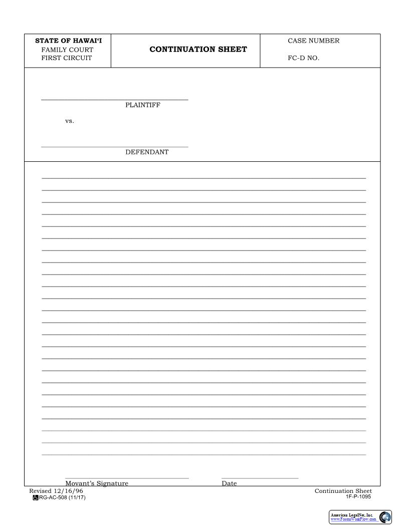 Continuation Sheet {1F-P-1095} | Pdf Fpdf Docx | Hawaii