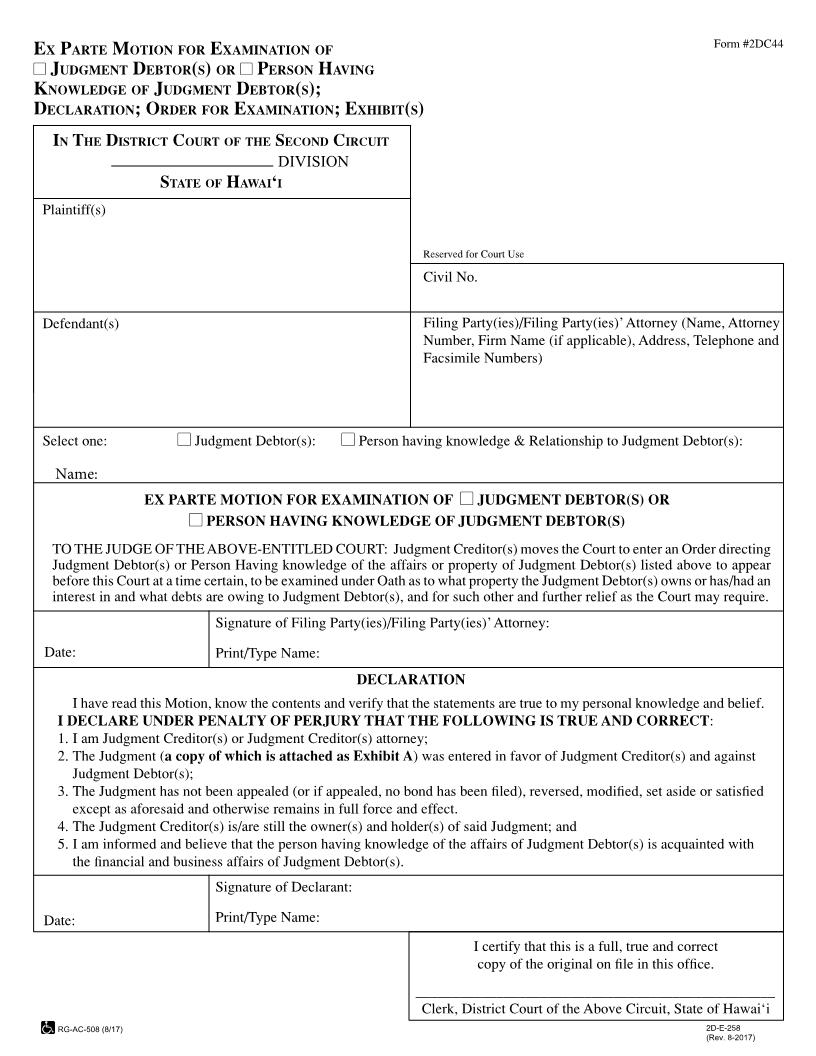 Order For Exam Individual And Person With Knowledge {2DC44} | Pdf Fpdf Docx | Hawaii