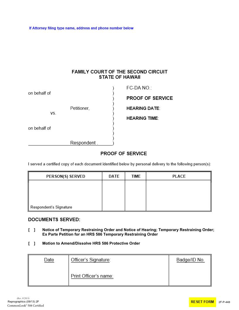 Proof Of Service Special | Pdf Fpdf Docx | Hawaii