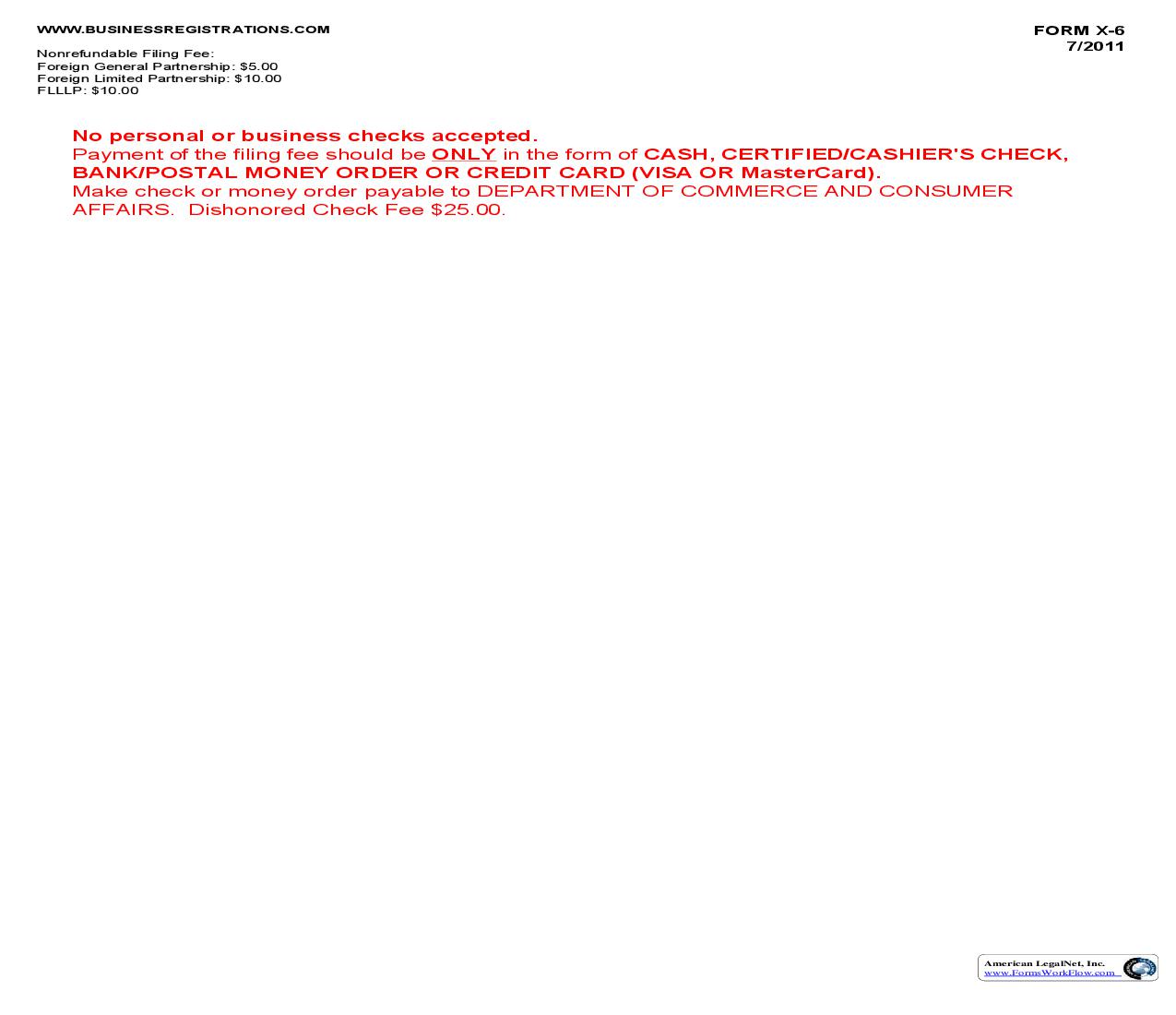 Application For Foreign Partnership Withdrawal {X-6} | Pdf Fpdf Doc Docx | Hawaii