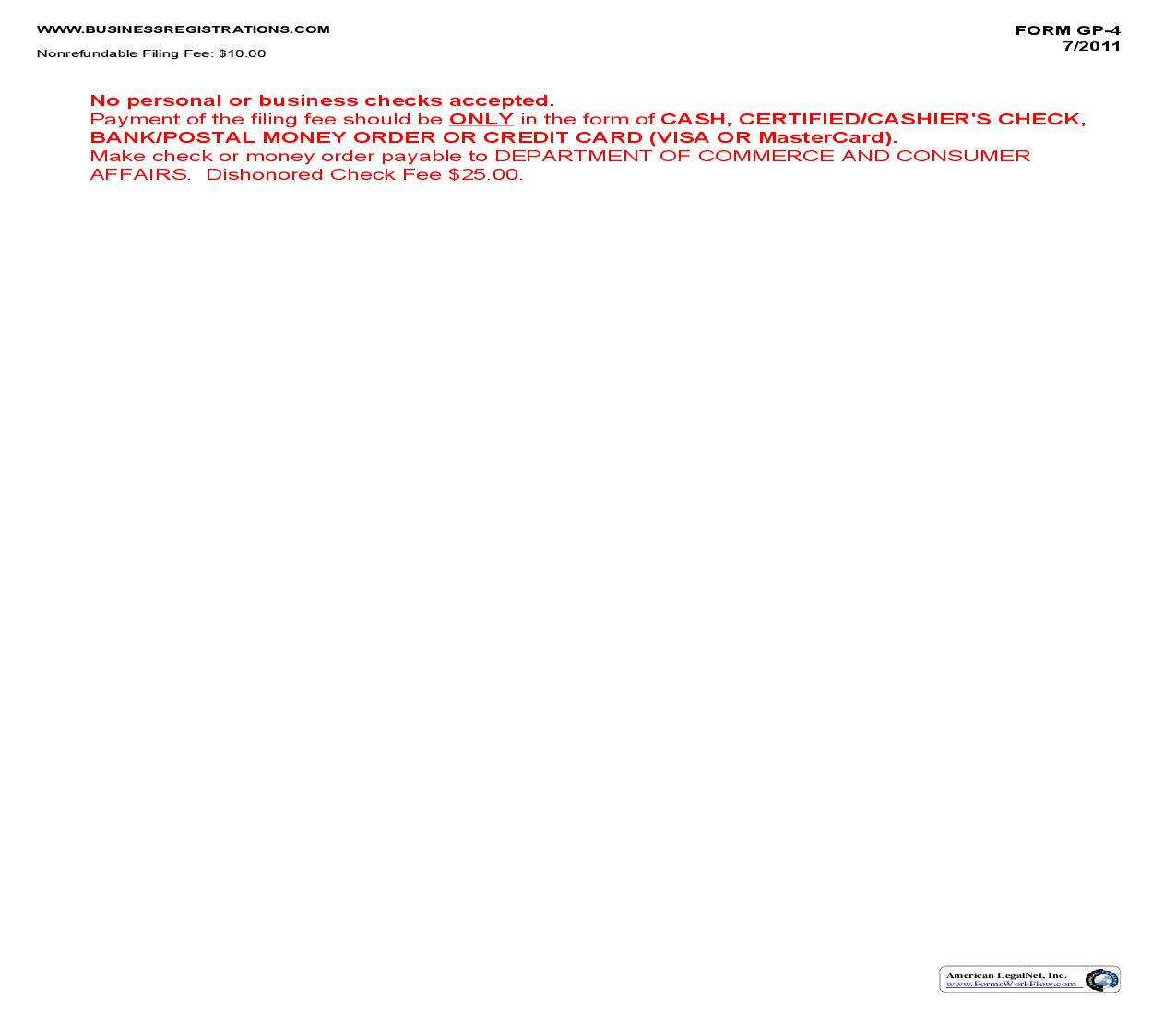 General Partnership Dissolution Statement (Domestic Only) {GP-4} | Pdf Fpdf Doc Docx | Hawaii