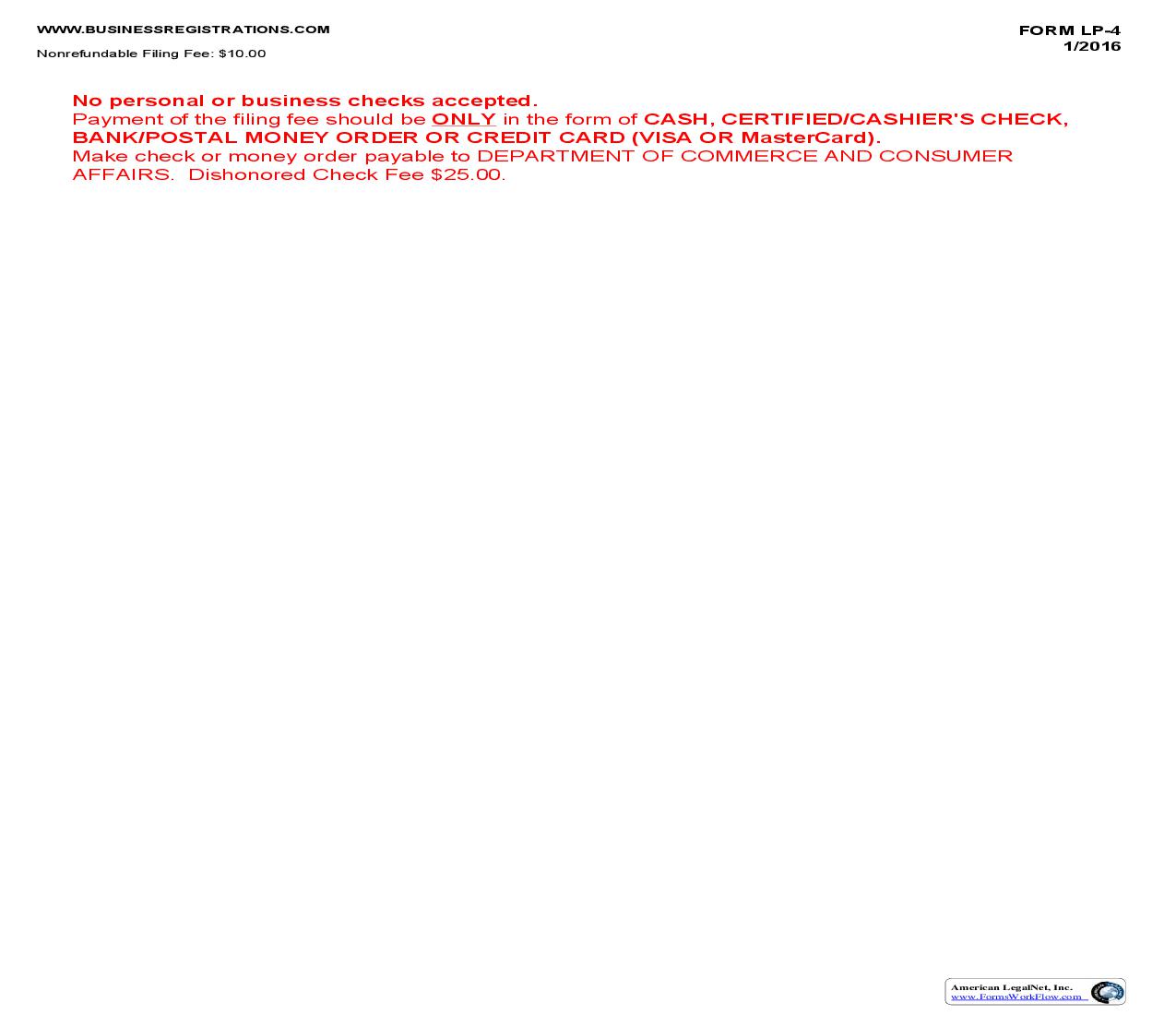 Statement Of Termination Of Limited Partnership {LP-4} | Pdf Fpdf Doc Docx | Hawaii