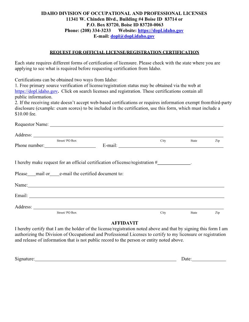 Request For License Registration | Pdf Fpdf Docx | Idaho