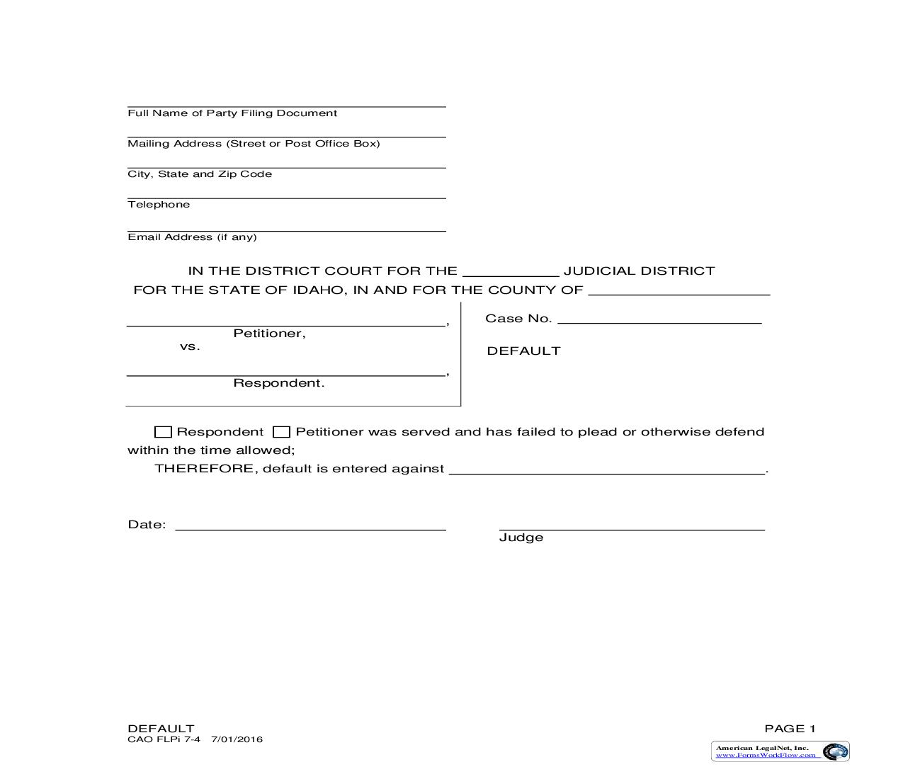 Default {CAO Cv 7-4} | Pdf Fpdf Doc Docx | Idaho