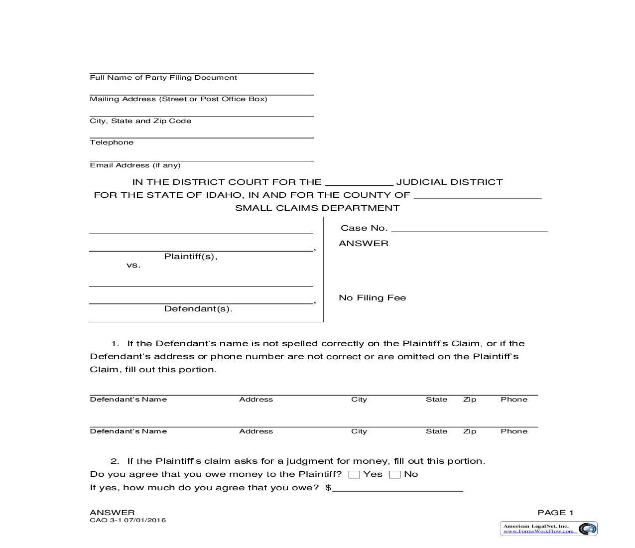 Answer {CAO SC 3-1} | Pdf Fpdf Doc Docx | Idaho