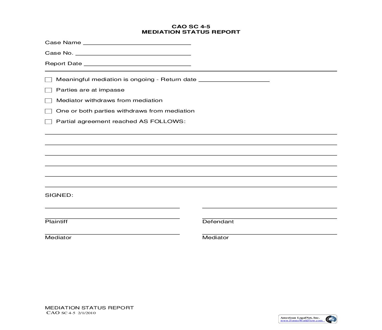 Mediation Status Report {CAO SC 4-5} | Pdf Fpdf Doc Docx | Idaho