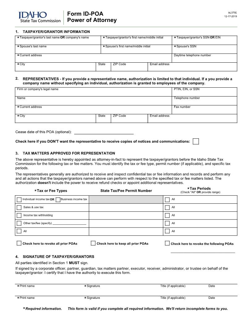 Power Of Attorney | Pdf Fpdf Docx | Idaho