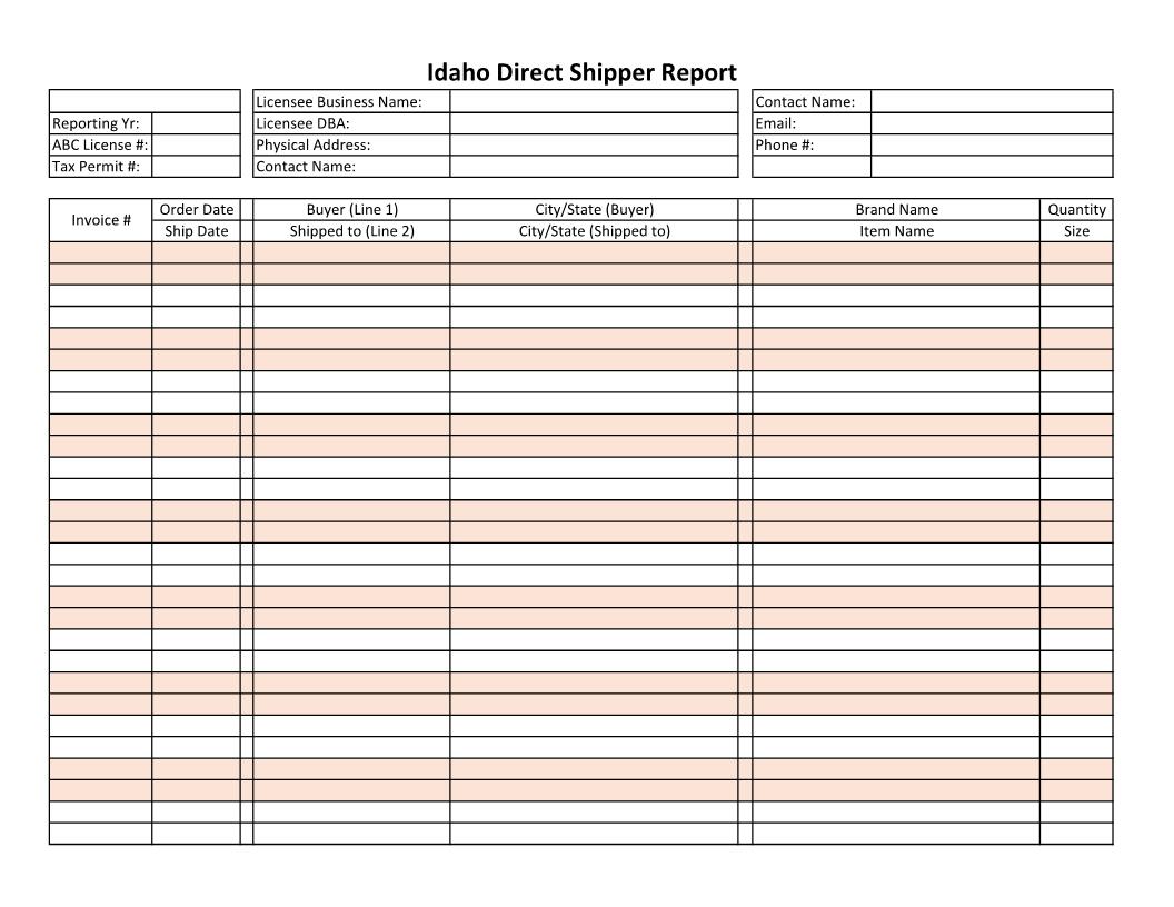 Idaho Direct Shipper Report | Pdf Fpdf Docx | Idaho