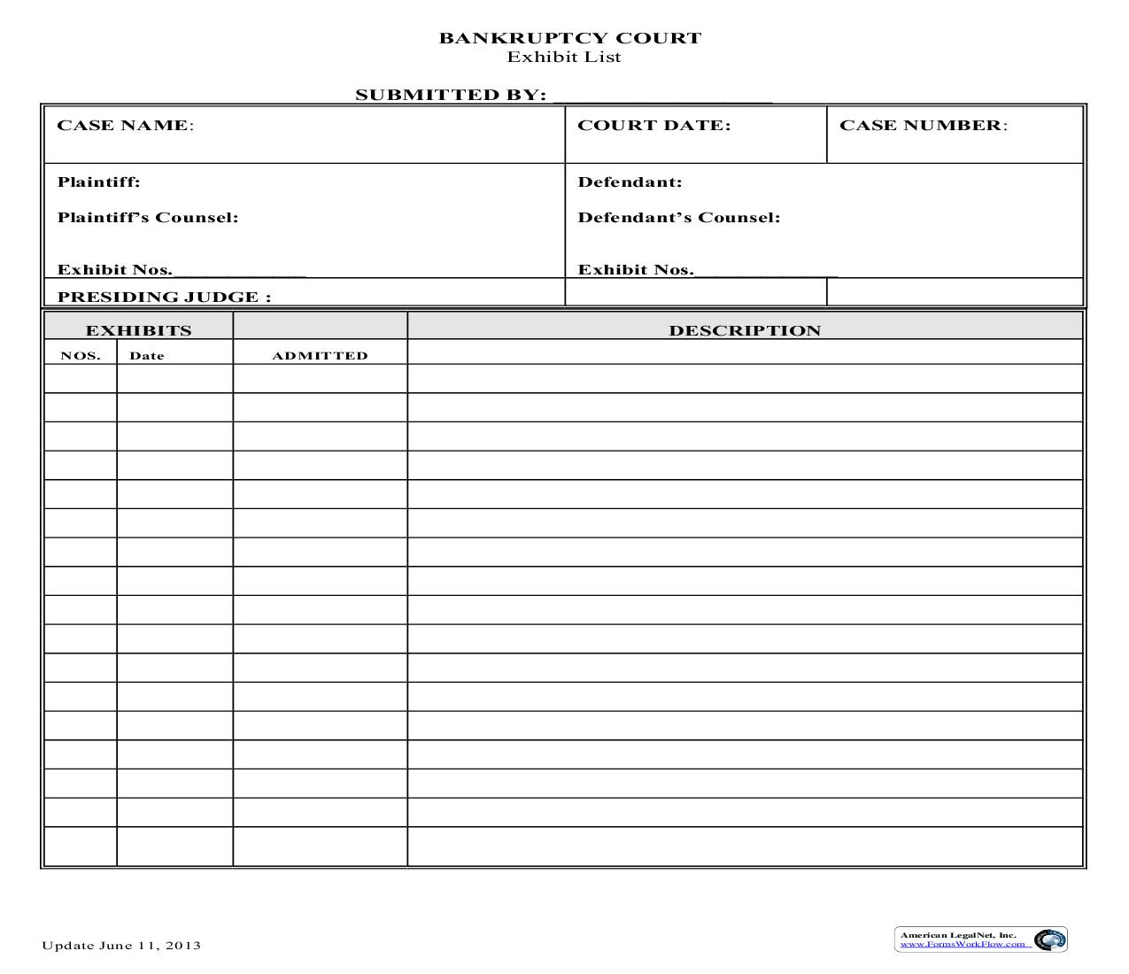 Adversary Trial Exhibit List | Pdf Fpdf Doc Docx | Idaho
