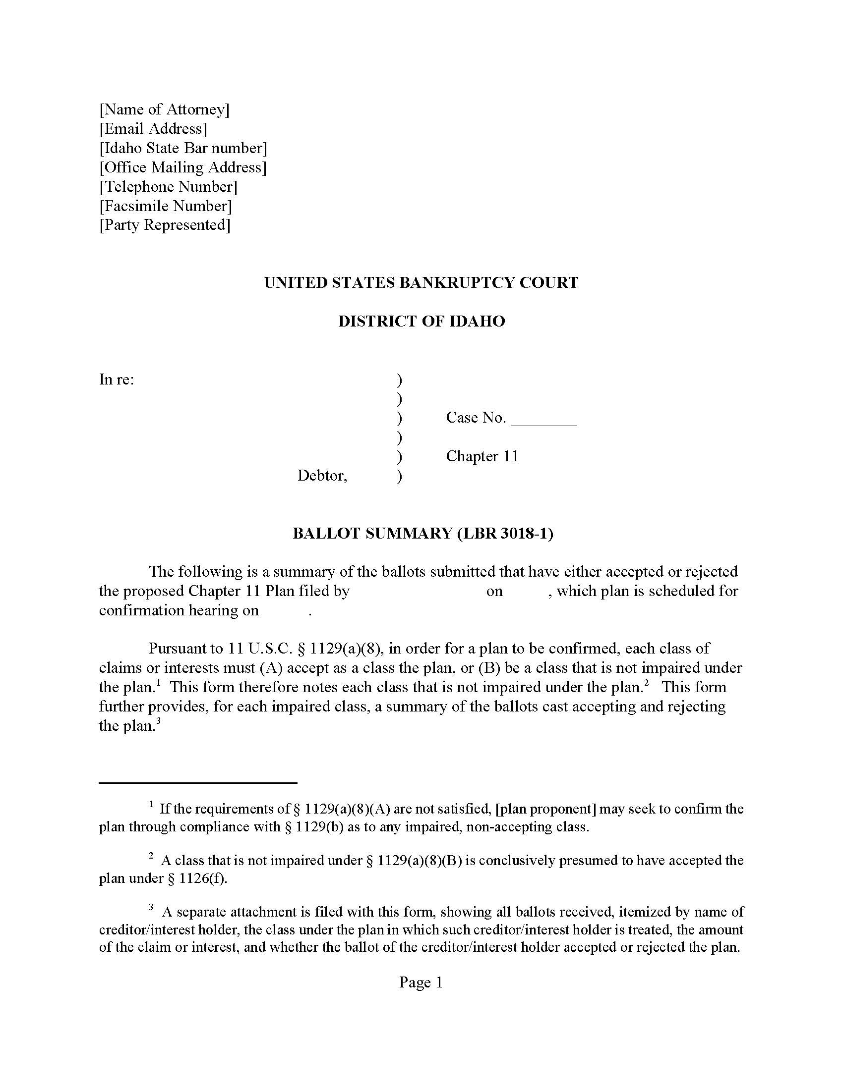 Ballot Summary (LBR 3018.1) | Pdf Fpdf Docx | Idaho