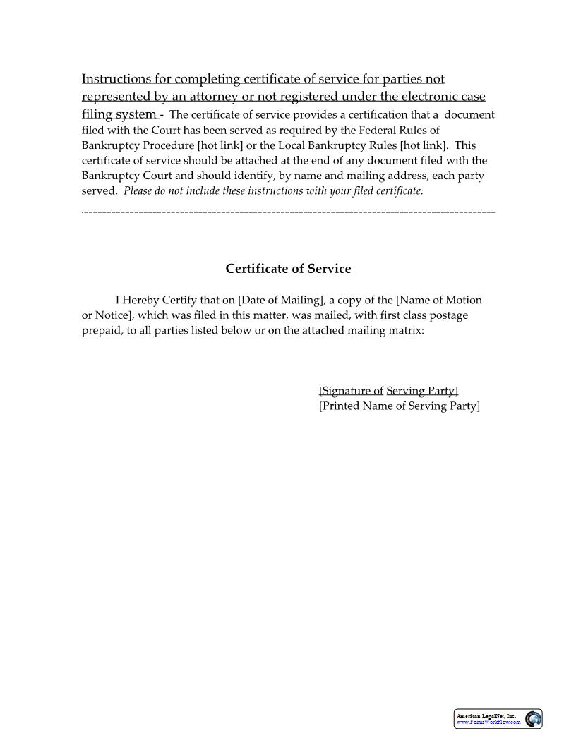 Certificate Of Service | Pdf Fpdf Docx | Idaho