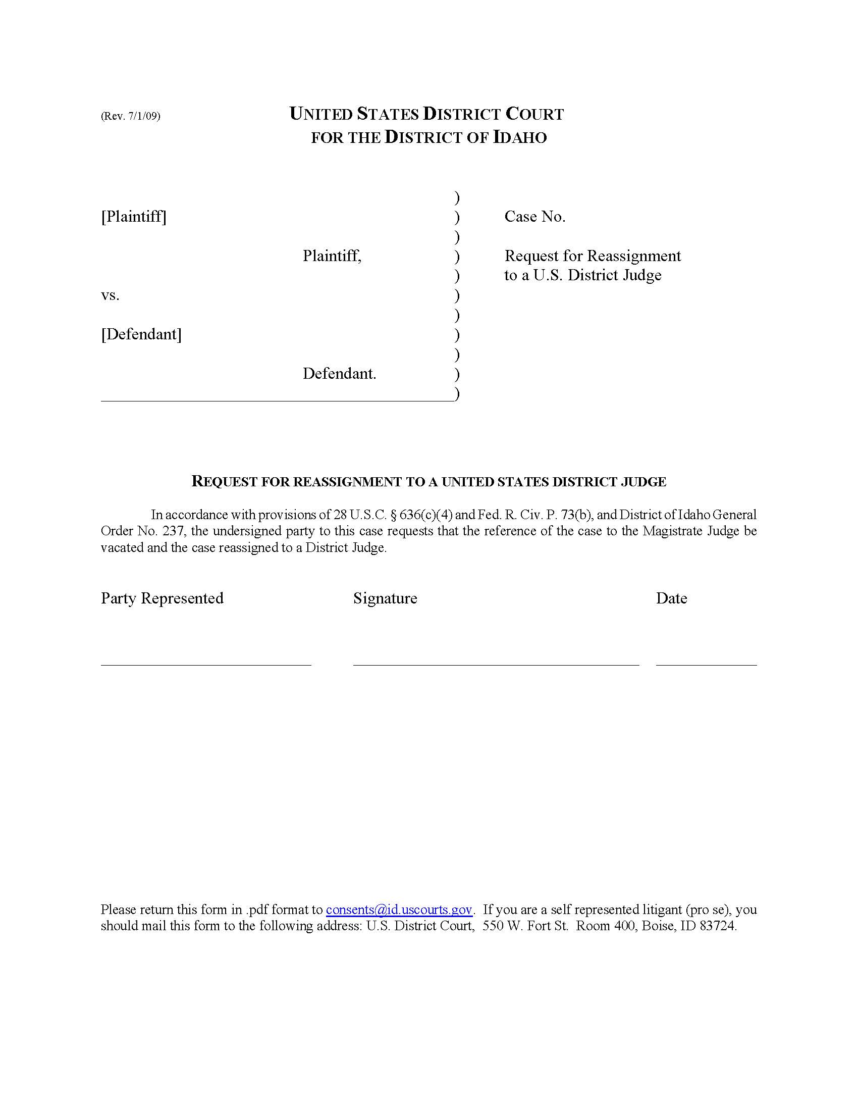 Request For Reassignment | Pdf Fpdf Docx | Idaho