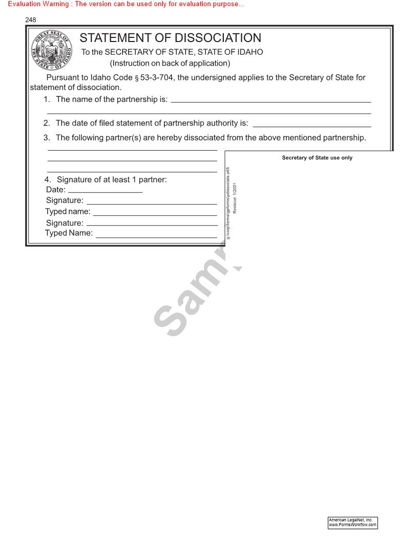 Statement Of Dissociation {248} |  | Idaho