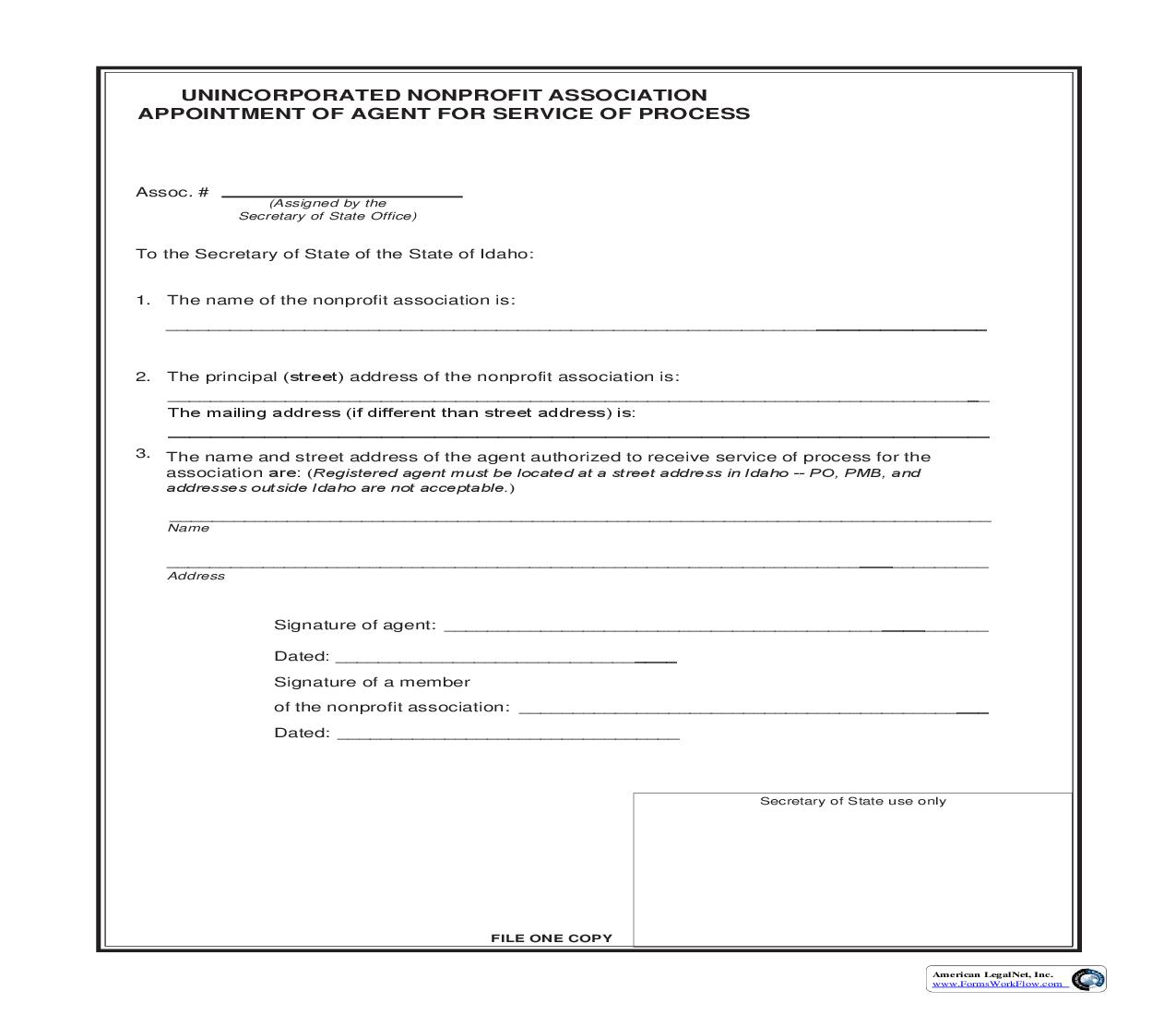 Appointment Of Agent For Service Of Process |  | Idaho