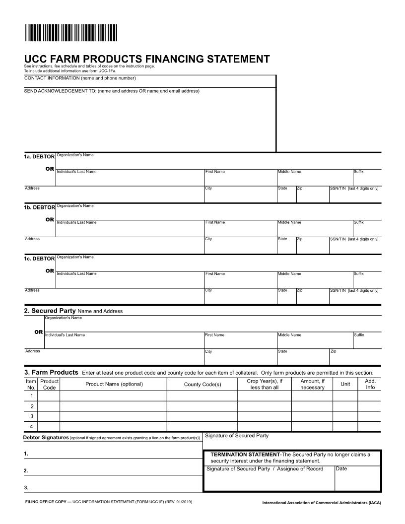 Farm Products Financing Statement {UCC-1F} | Pdf Fpdf Doc Docx | Idaho