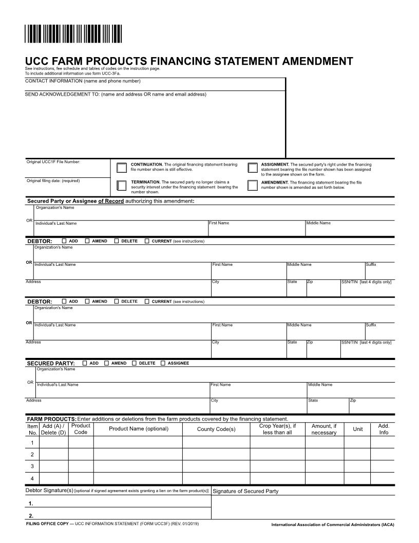 Farm Products Statement Of Amendment {UCC-3F} | Pdf Fpdf Doc Docx | Idaho